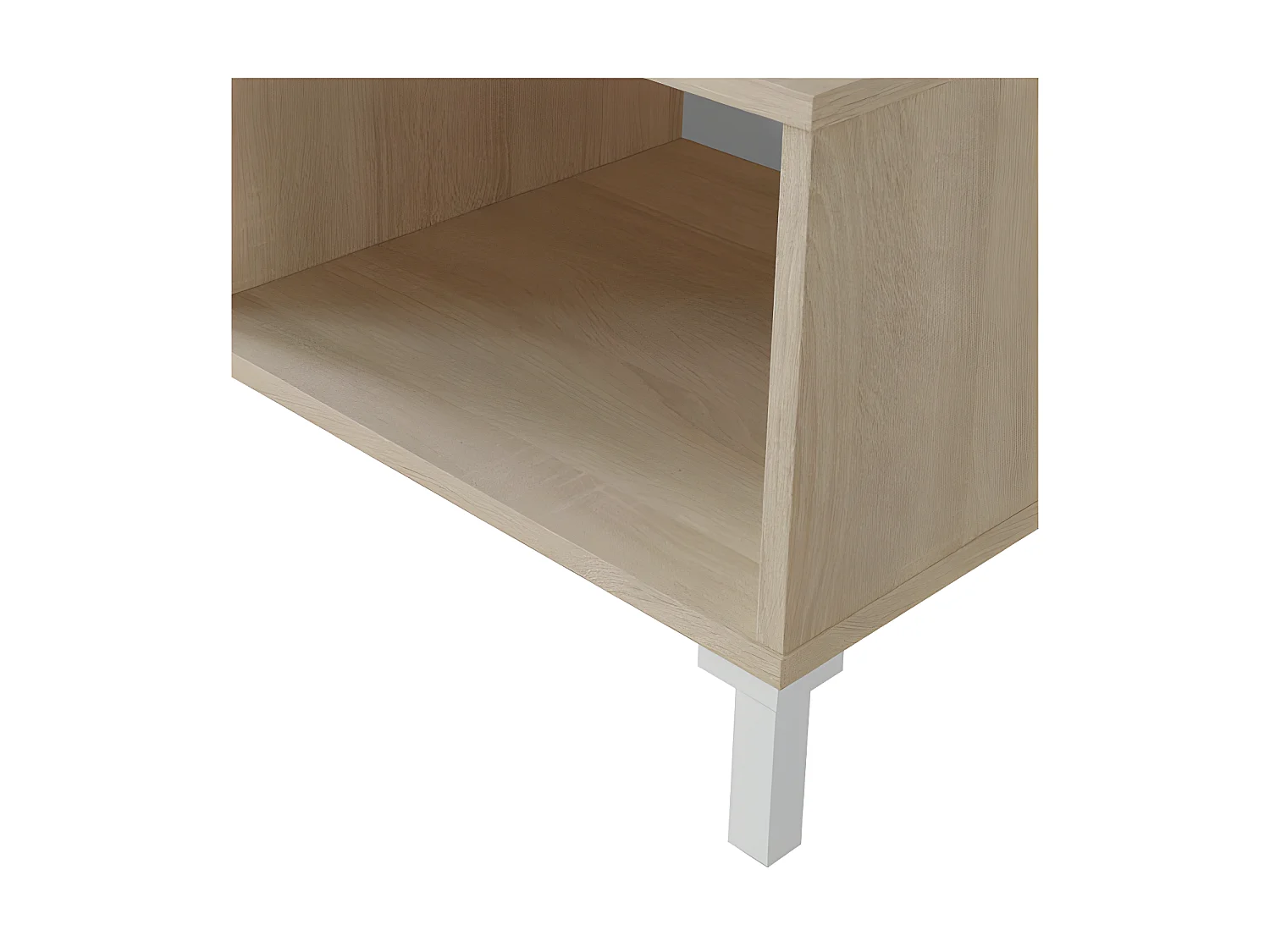 Table basse Blanc/Chêne - MEZA - L 100 x l 50 x H 40 cm