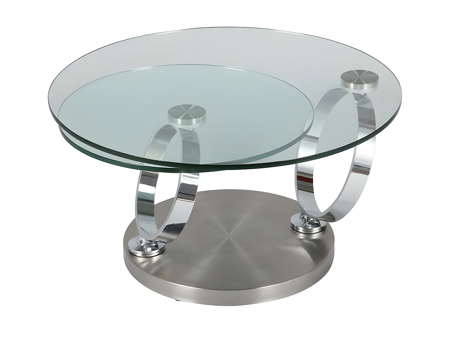Table basse articulée Acier/Verre - ROVE - L 80 x l 80 x H 43 cm