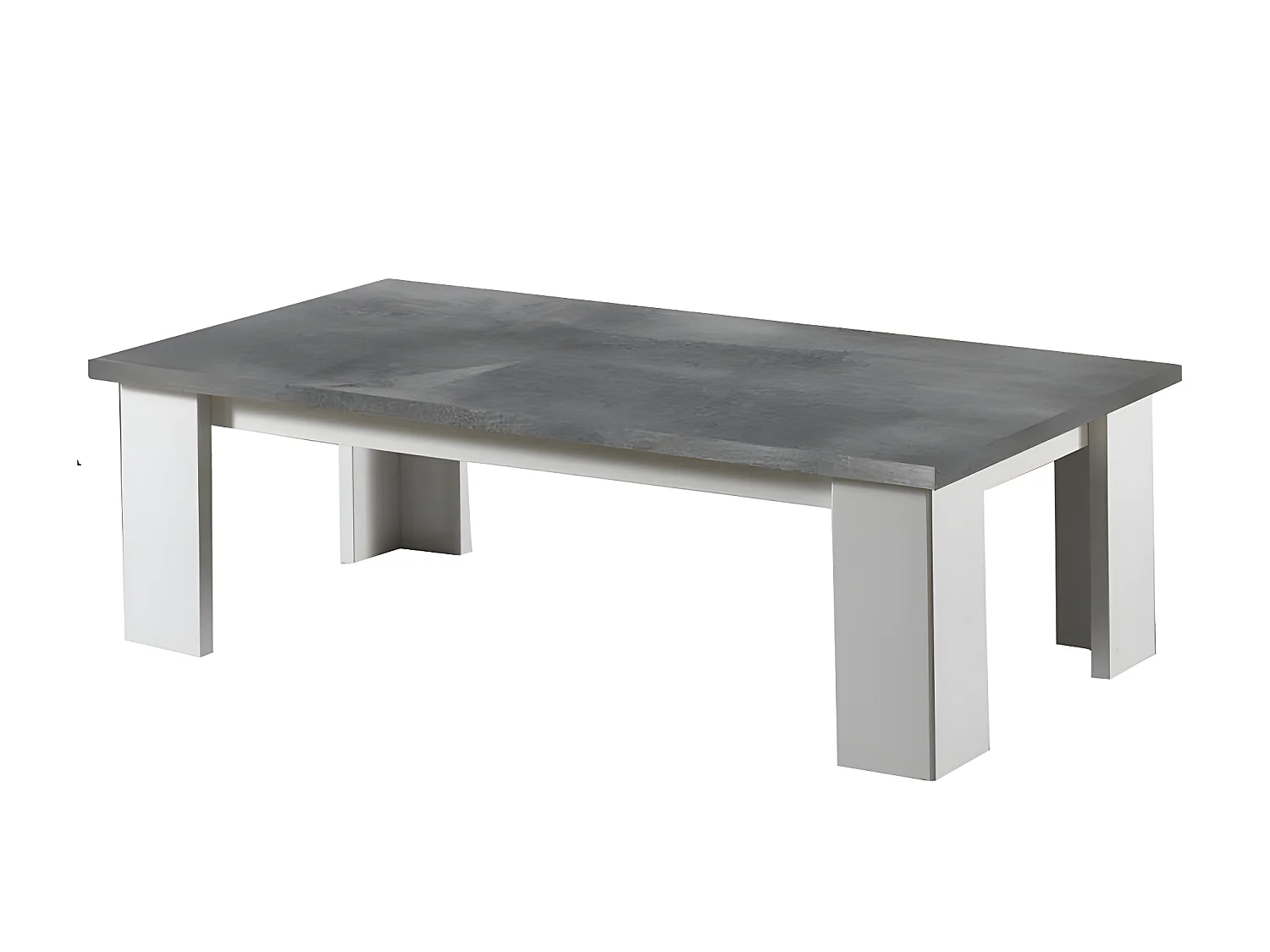 Table basse Laqué Blanc Brillant/Gris - AVELLINO - L 120 x l 60 x H 40 cm