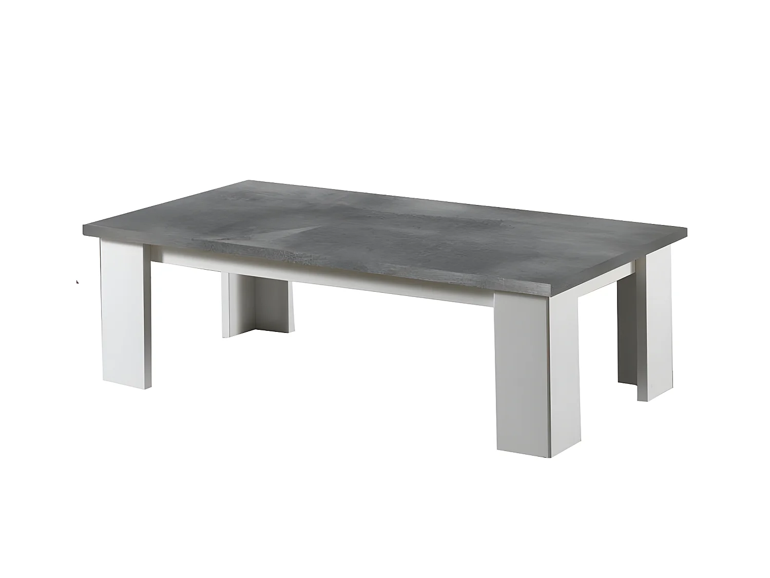 Table basse Laqué Blanc Brillant/Gris - AVELLINO - L 120 x l 60 x H 40 cm