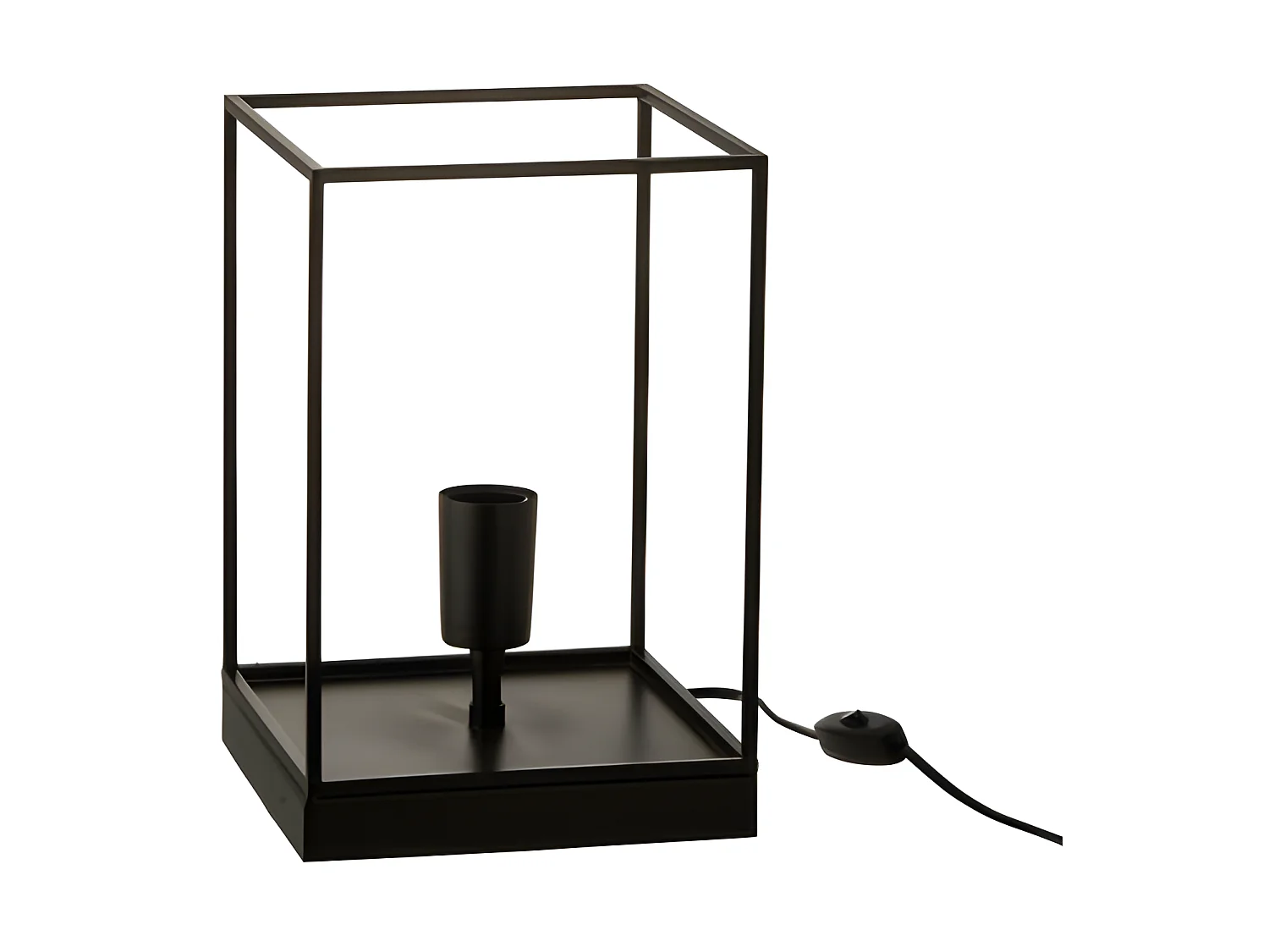 Lampe 1 Ampoule Rectangulaire Cadre Metal Noir Small - L 20,5 x l 20,5 x H 30,5 cm