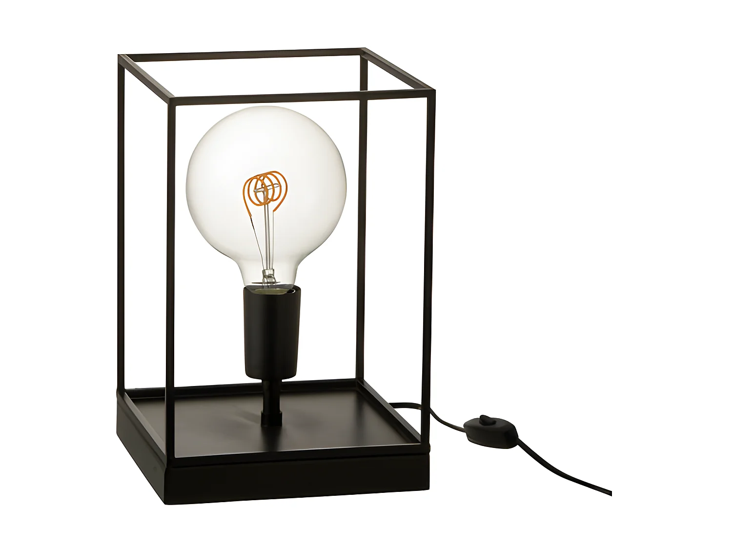 Lampe 1 Ampoule Rectangulaire Cadre Metal Noir Small - L 20,5 x l 20,5 x H 30,5 cm