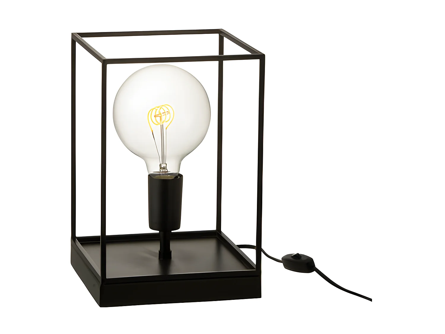 Lampe 1 Ampoule Rectangulaire Cadre Metal Noir Small - L 20,5 x l 20,5 x H 30,5 cm