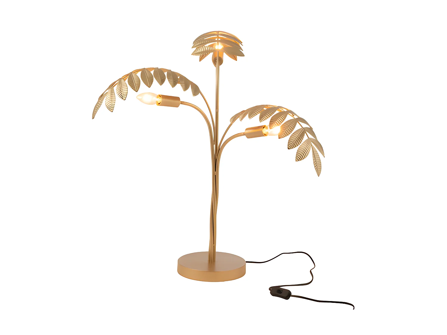 Lampe Palmier Zinc Or - L 65,5 x l 53 x H 67,5 cm