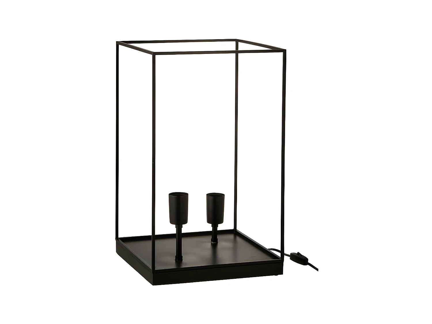 Lampe 2 Ampoules Rectangulaire Cadre Metal Noir Large - L 30,5 x l 30,5 x H 50,5 cm