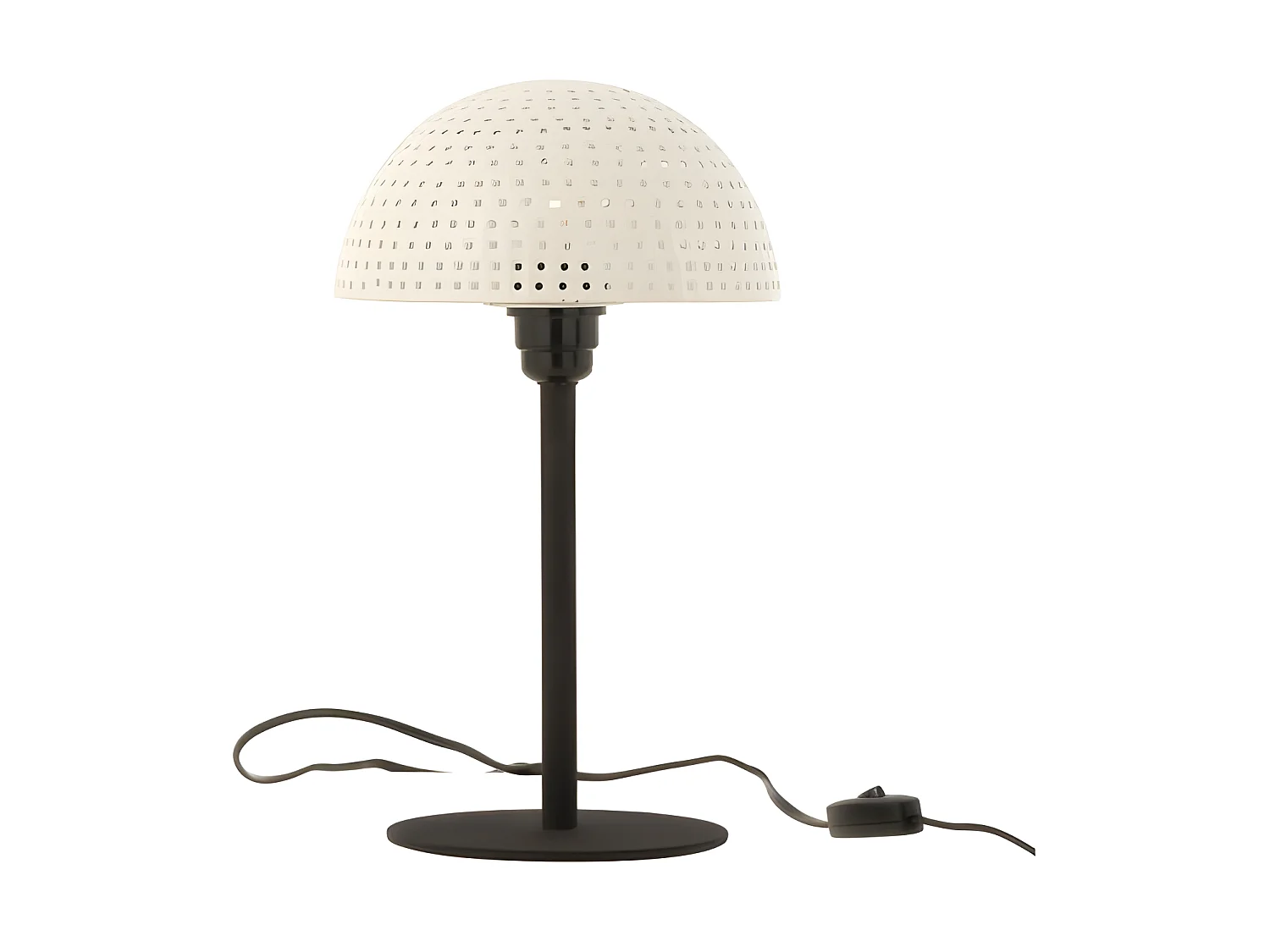 Lampe Champignon Boules Metal Brillant Blanc/Noir Small - L 21 x l 21 x H 36,5 cm