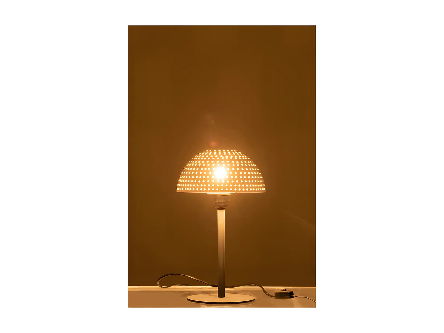 Lampe Champignon Boules Metal Brillant Blanc/Noir Small - L 21 x l 21 x H 36,5 cm