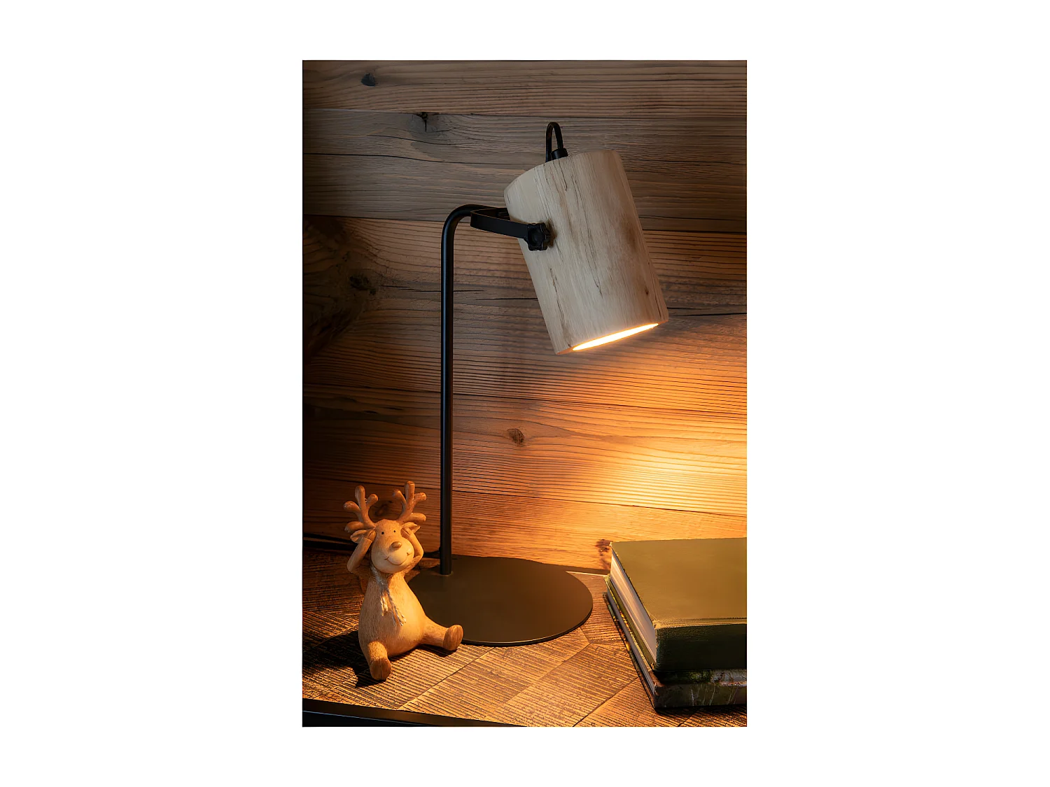 Lampe De Bureau Silas Bois De Berangan Naturel - L 21 x l 18 x H 42 cm
