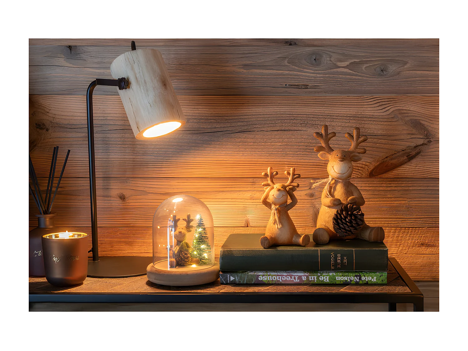Lampe De Bureau Silas Bois De Berangan Naturel - L 21 x l 18 x H 42 cm