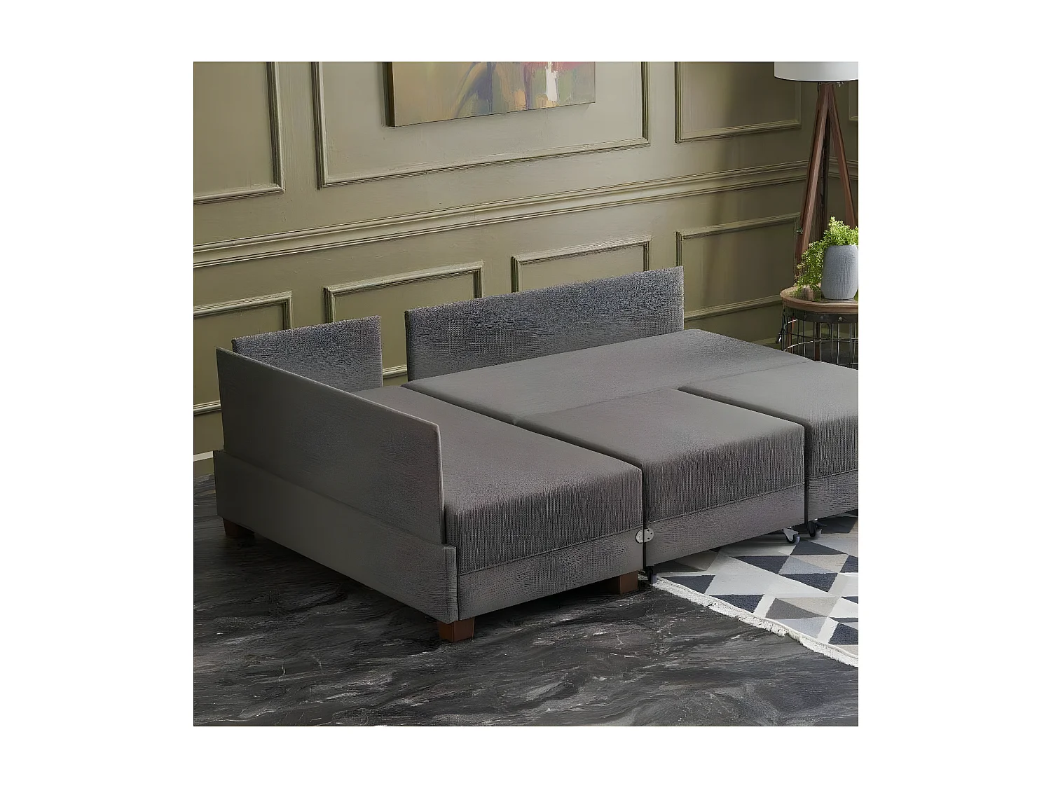 Canapé d'angle à gauche modulable Gialos Tissu Brun