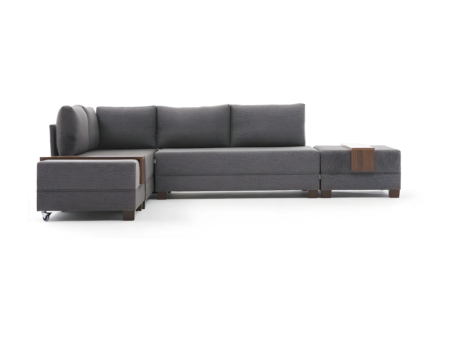 Canapé d'angle à gauche modulable Gialos Tissu Brun