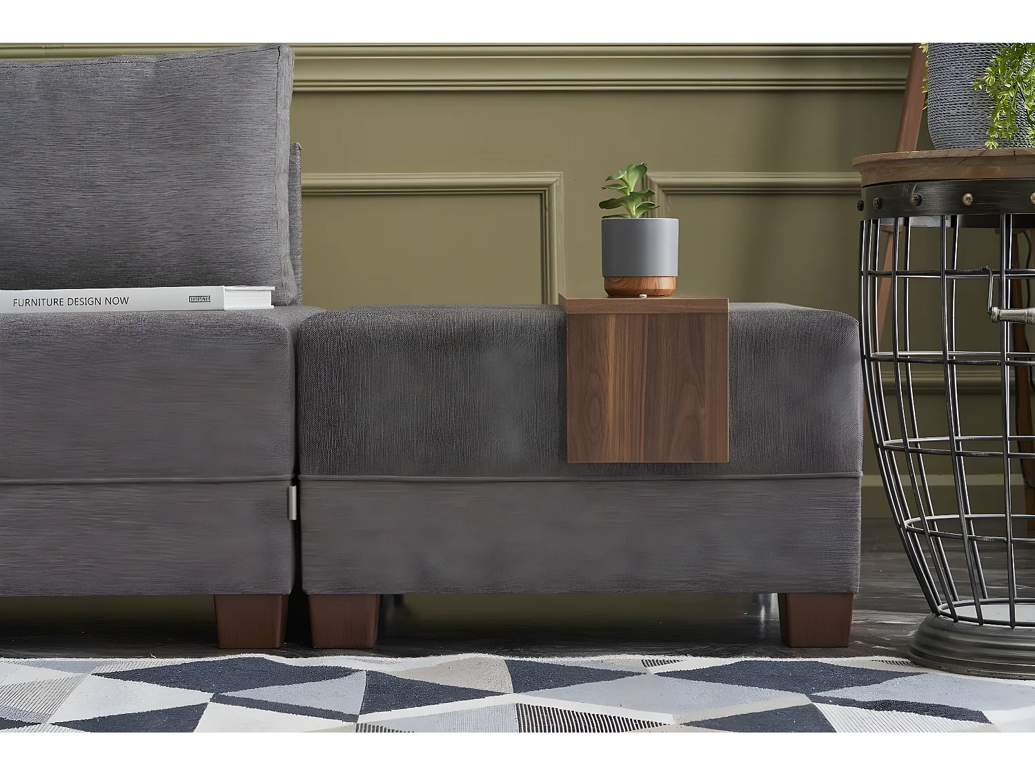 Canapé d'angle à gauche modulable Gialos Tissu Brun