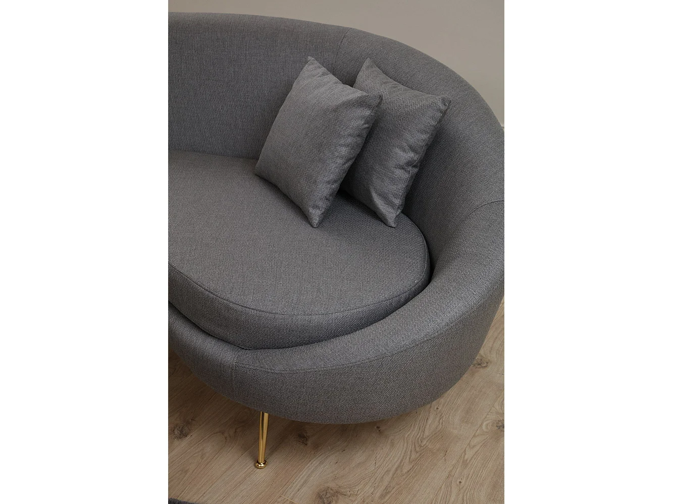 Canapé d'angle à droite avec 2 coussins Santorin Tissu Gris foncé