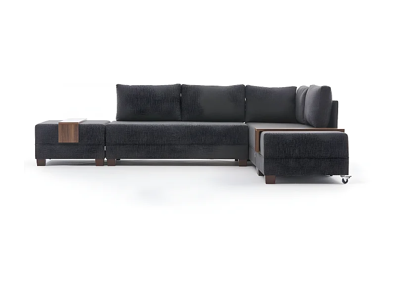 Canapé d'angle à droite modulable Gialos Tissu Anthracite