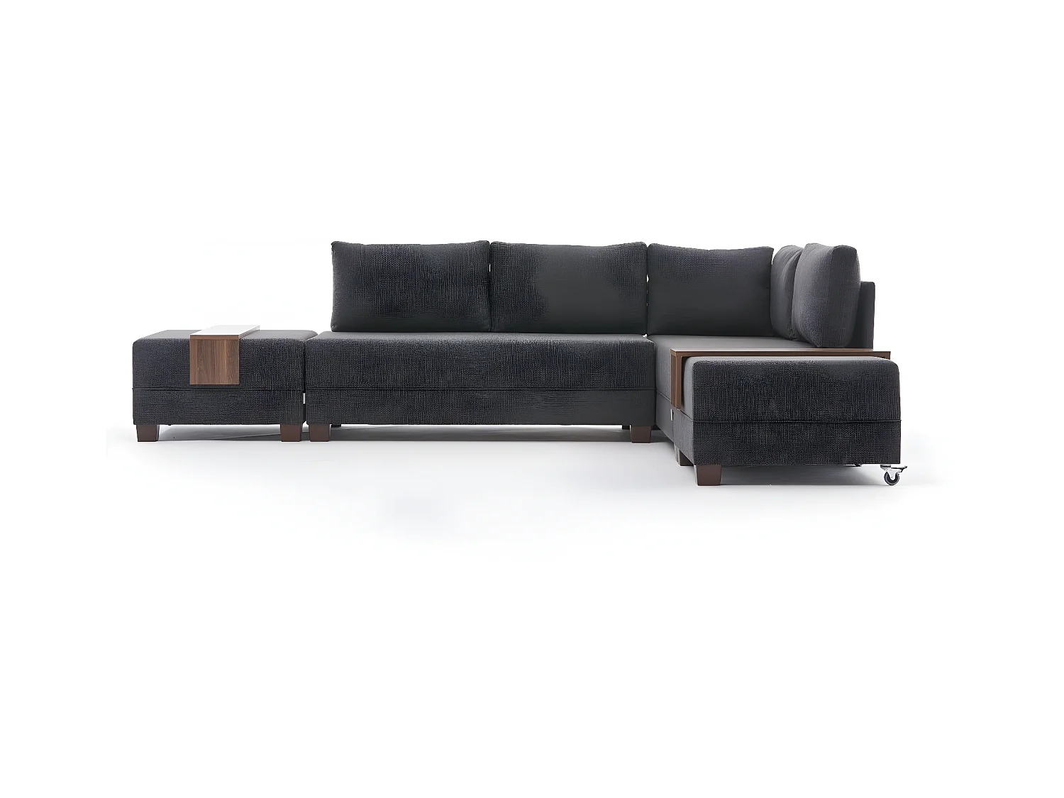 Canapé d'angle à droite modulable Gialos Tissu Anthracite