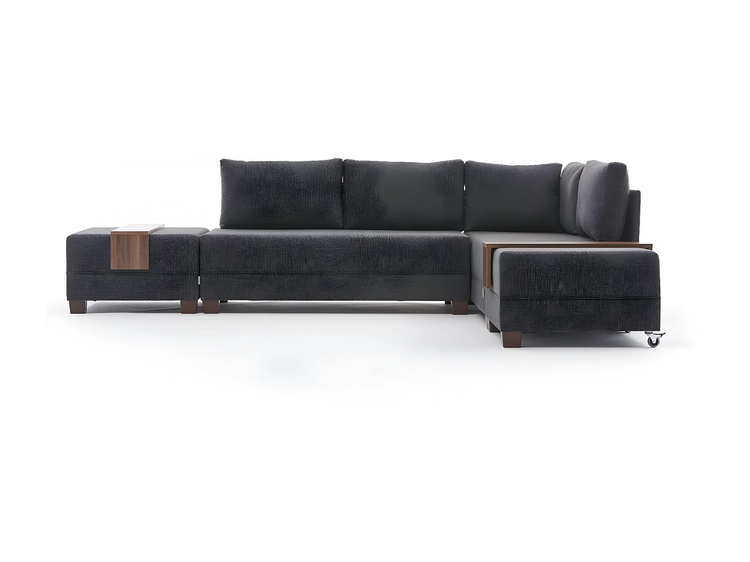 Canapé d'angle à droite modulable Gialos Tissu Anthracite