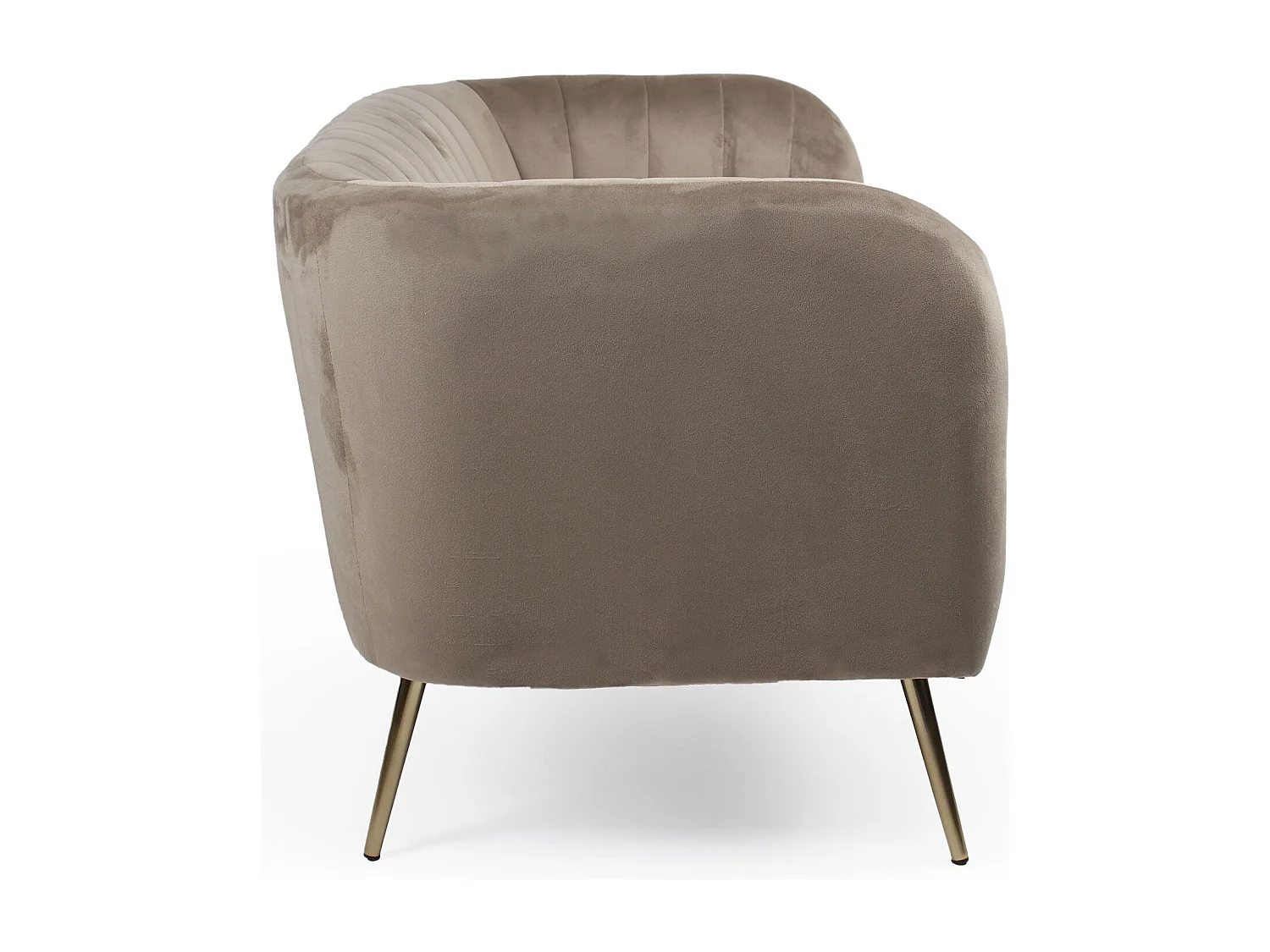 Canapé 2 places moderne Bombaro pieds métal doré et Velours Taupe