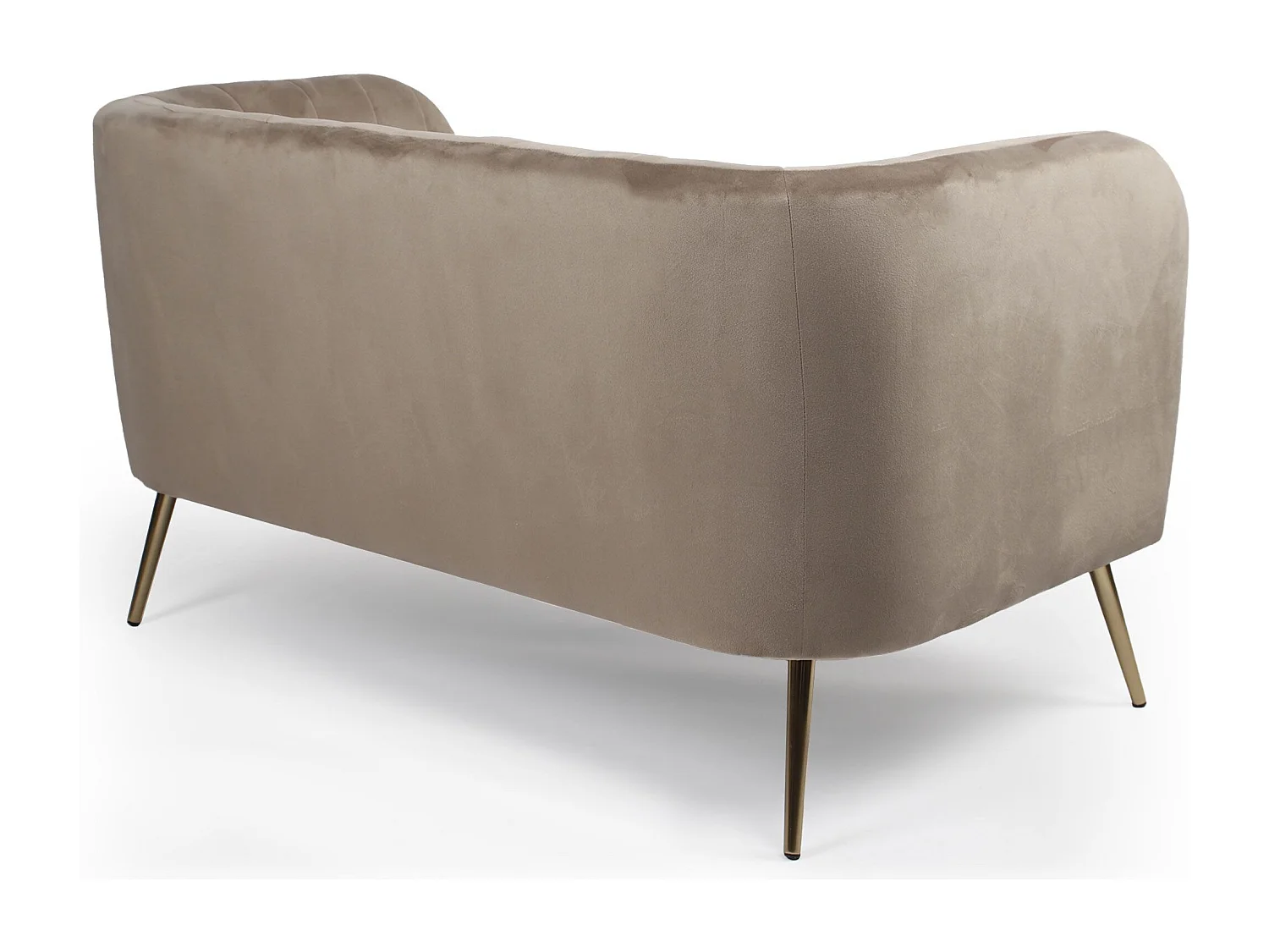 Canapé 2 places moderne Bombaro pieds métal doré et Velours Taupe