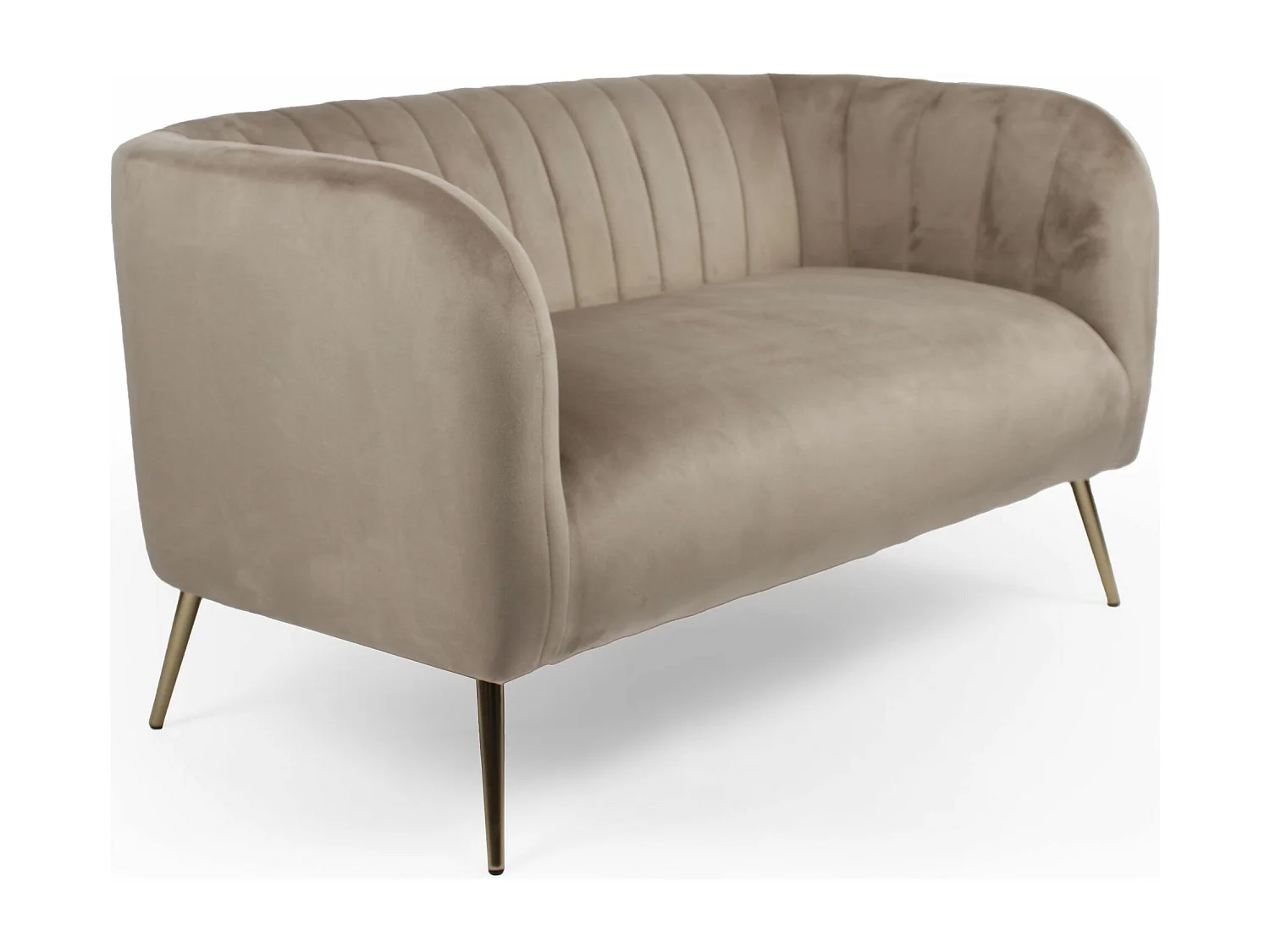 Canapé Droit Fixe 2 Places TINA Tissu Bouclette Avec Pouf | BOBOCHIC