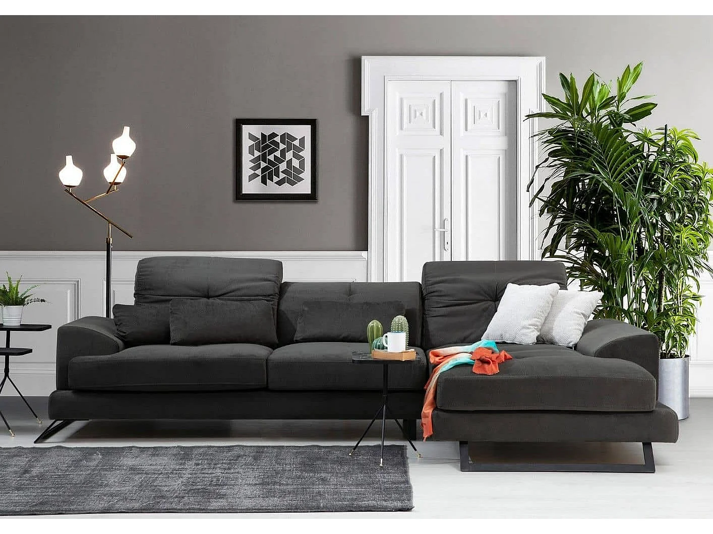 Sofá rinconero Altadena 322, Gris, 308x190x92cm