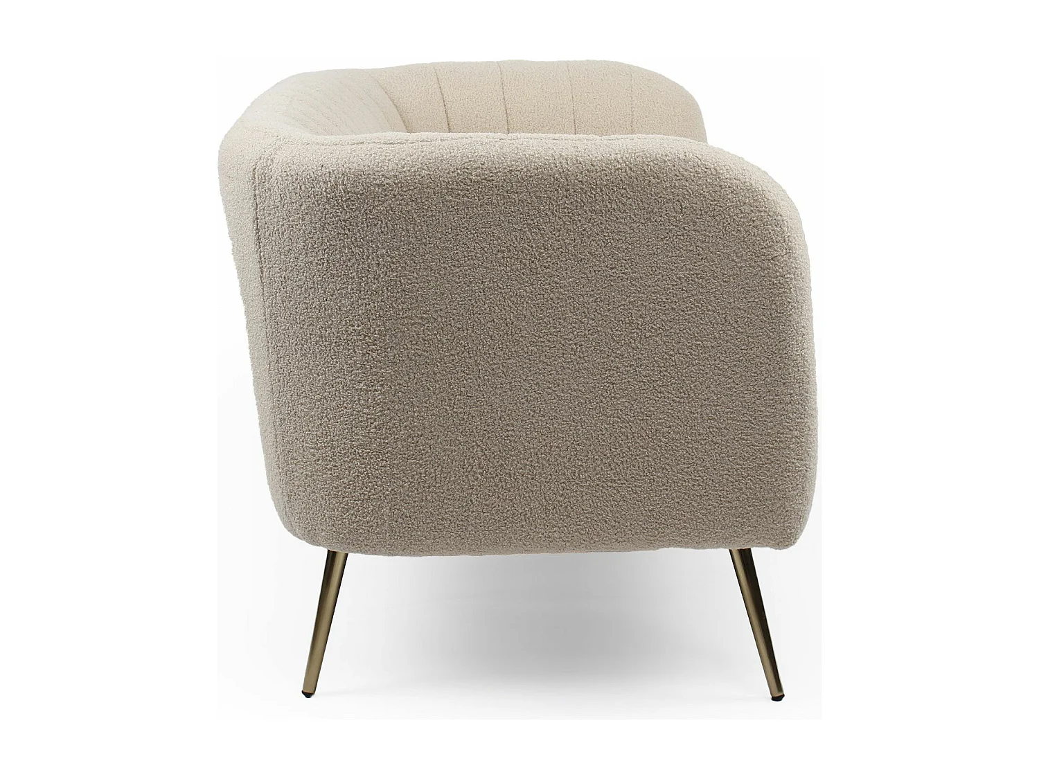 Canapé 2 places moderne Bombaro pieds métal doré et Tissu bouclette Beige