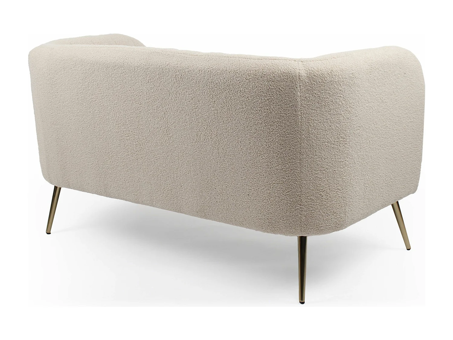 Canapé 2 places moderne Bombaro pieds métal doré et Tissu bouclette Beige