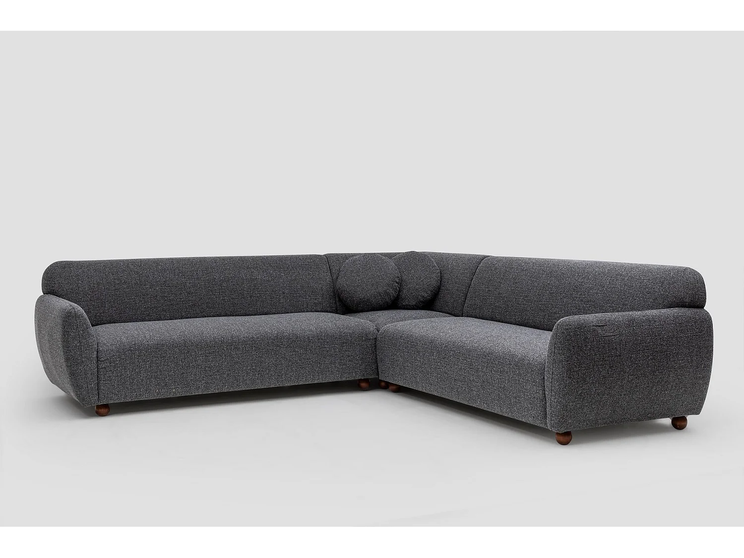 Canapé d'angle avec 2 coussins Irek Tissu Gris foncé