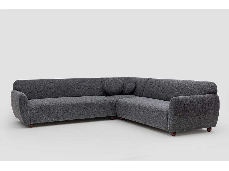 Canapé d'angle avec 2 coussins Irek Tissu Gris foncé