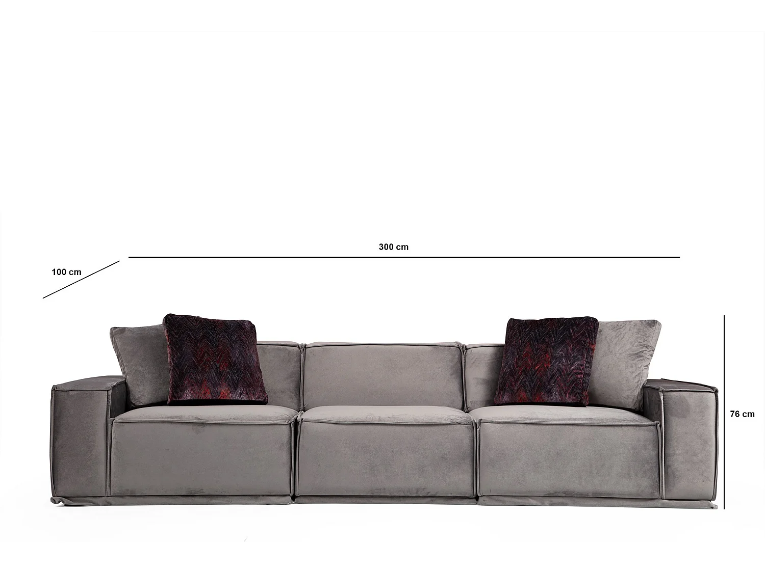 Canapé modulable 3 places avec 2 coussins Buhaj Bois massif et Tissu Gris