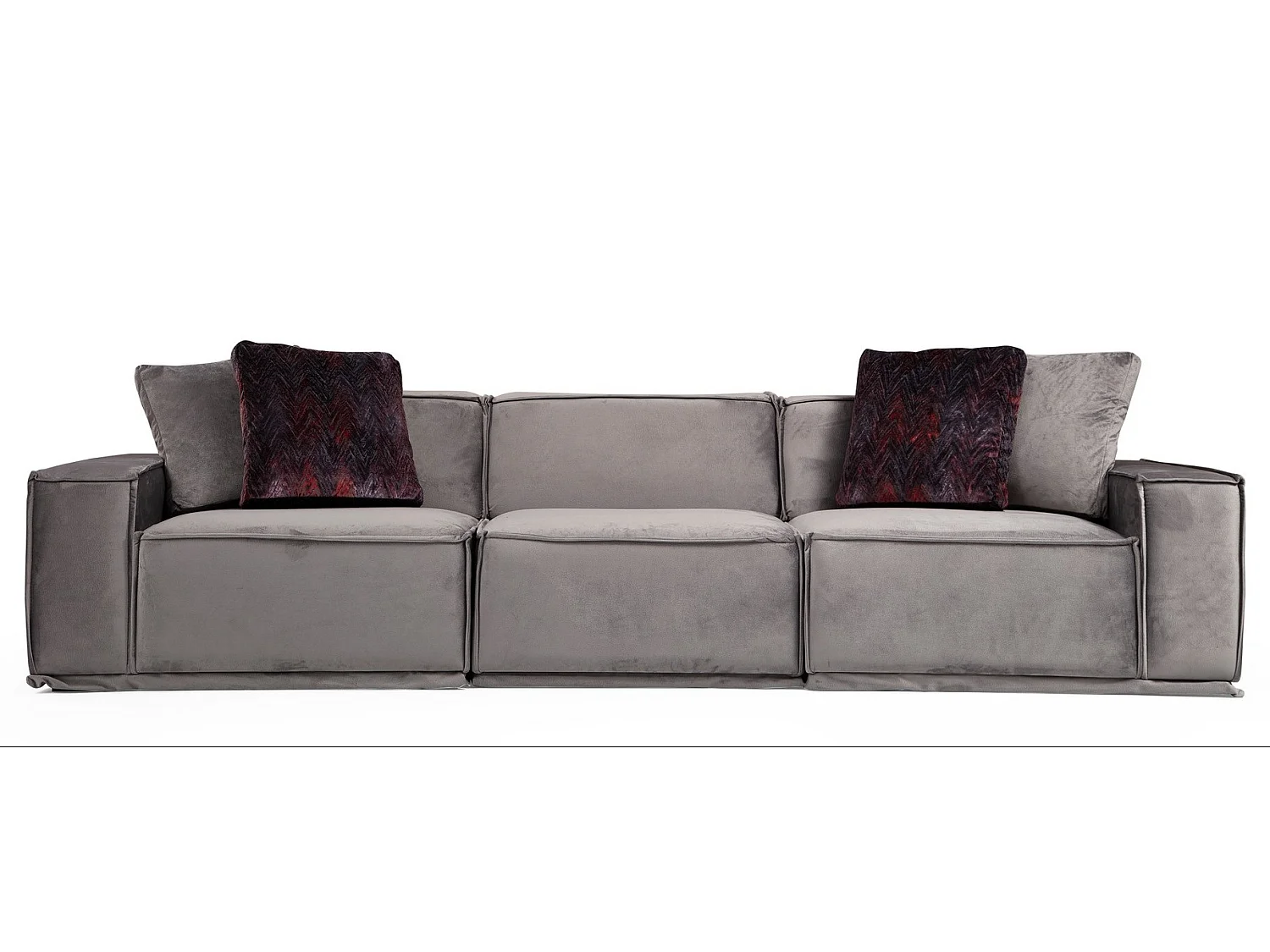 Canapé modulable 3 places avec 2 coussins Buhaj Bois massif et Tissu Gris