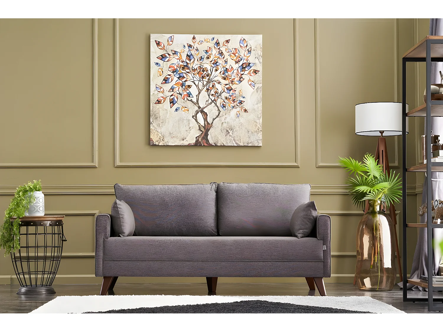 Sofá Altadena B102, Marrón, 177x81x85cm, Tapiz, Patas: Plástico