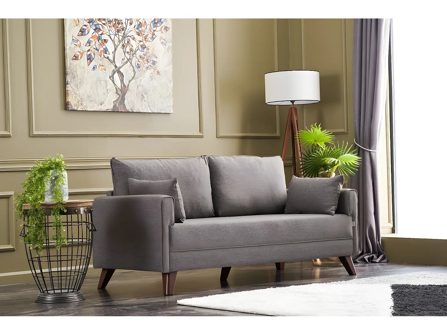 Sofá Altadena B102, Marrón, 177x81x85cm, Tapiz, Patas: Plástico