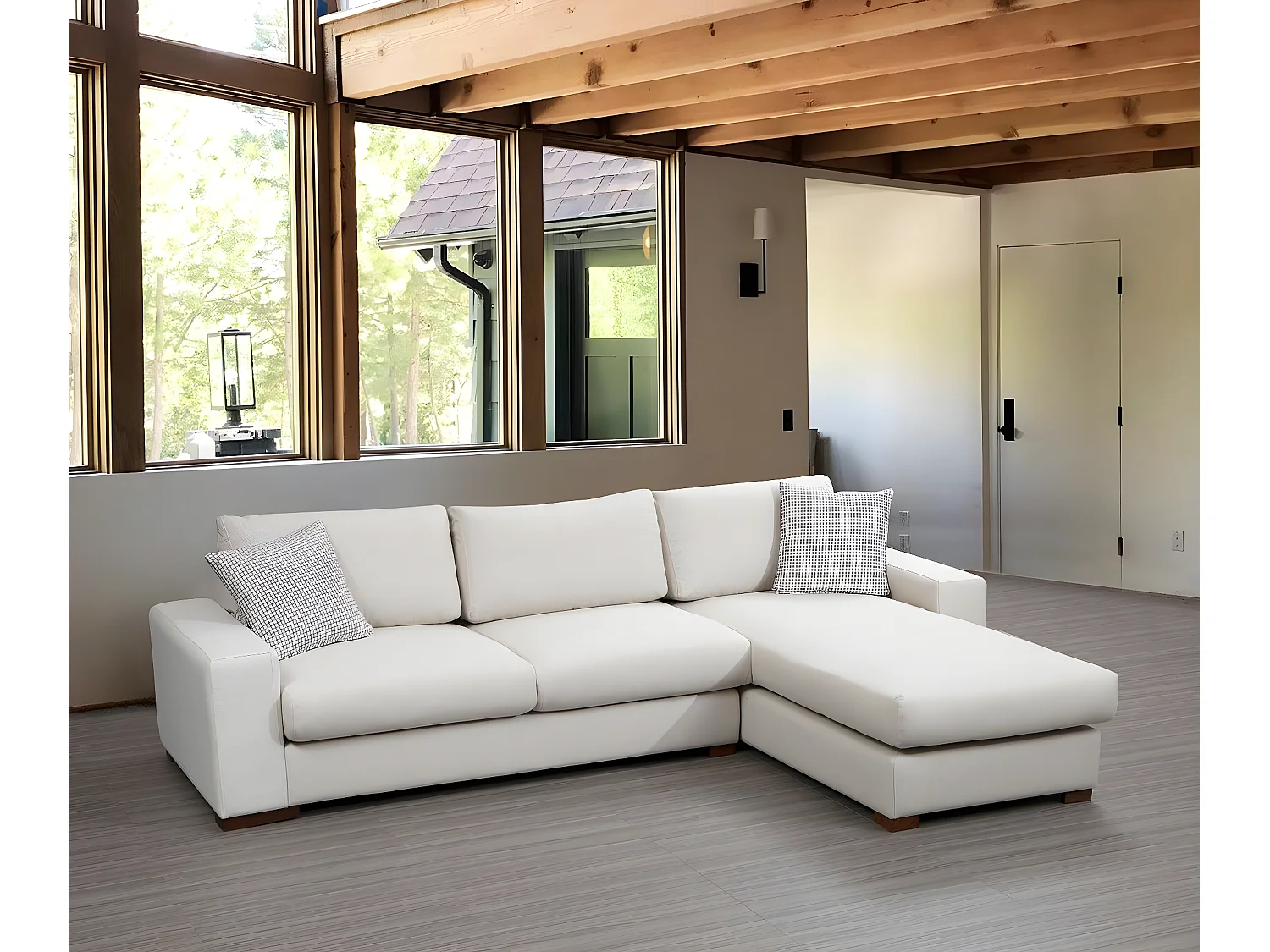 Canapé d'angle à droite Arslan Tissu Beige