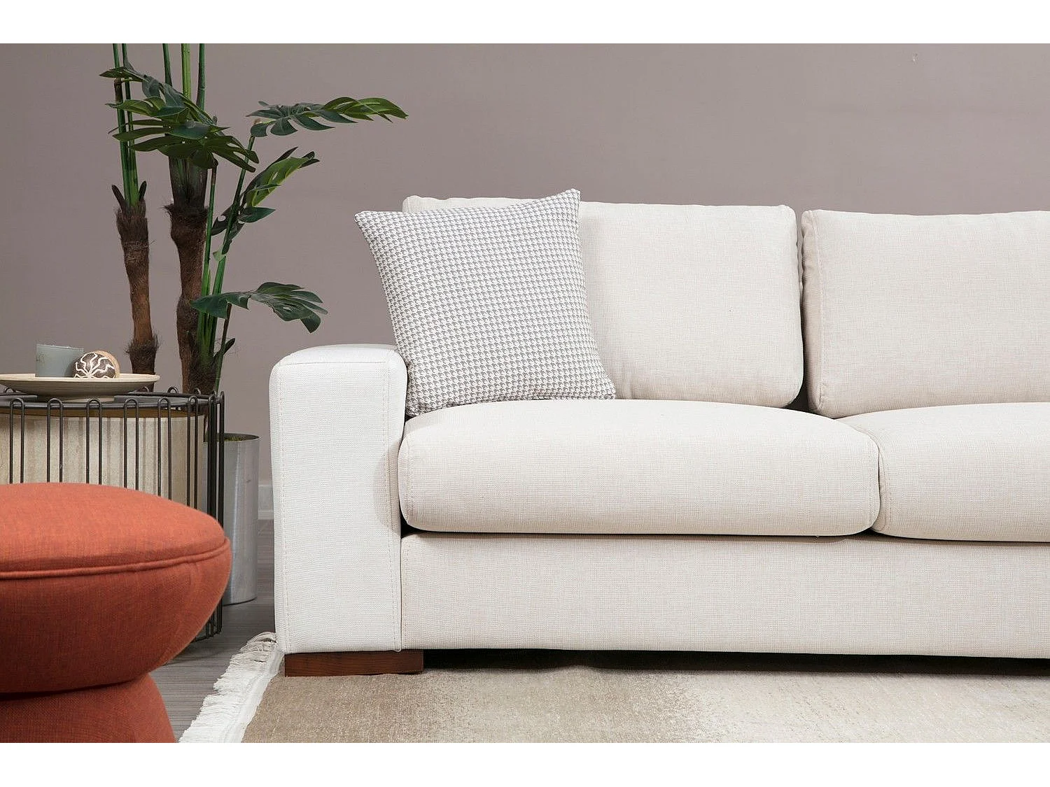 Canapé d'angle à droite Arslan Tissu Beige