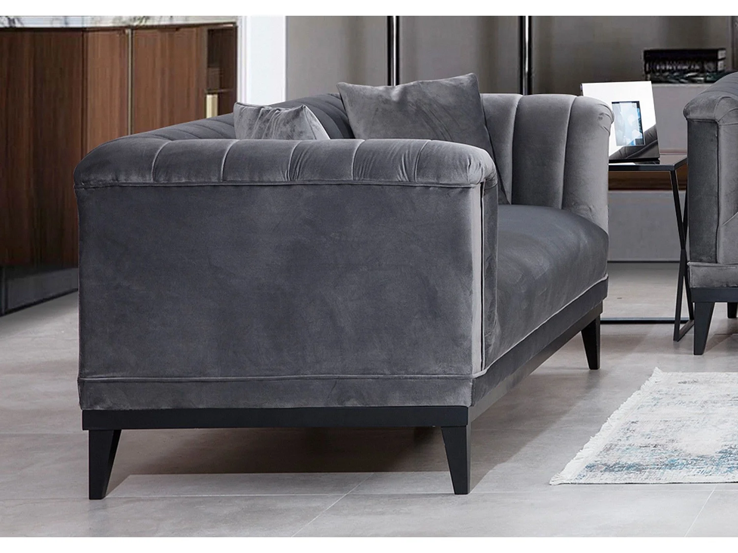 Sofá Altadena 400, Gris, 190x89x79cm, Tapiz, Patas: Madera