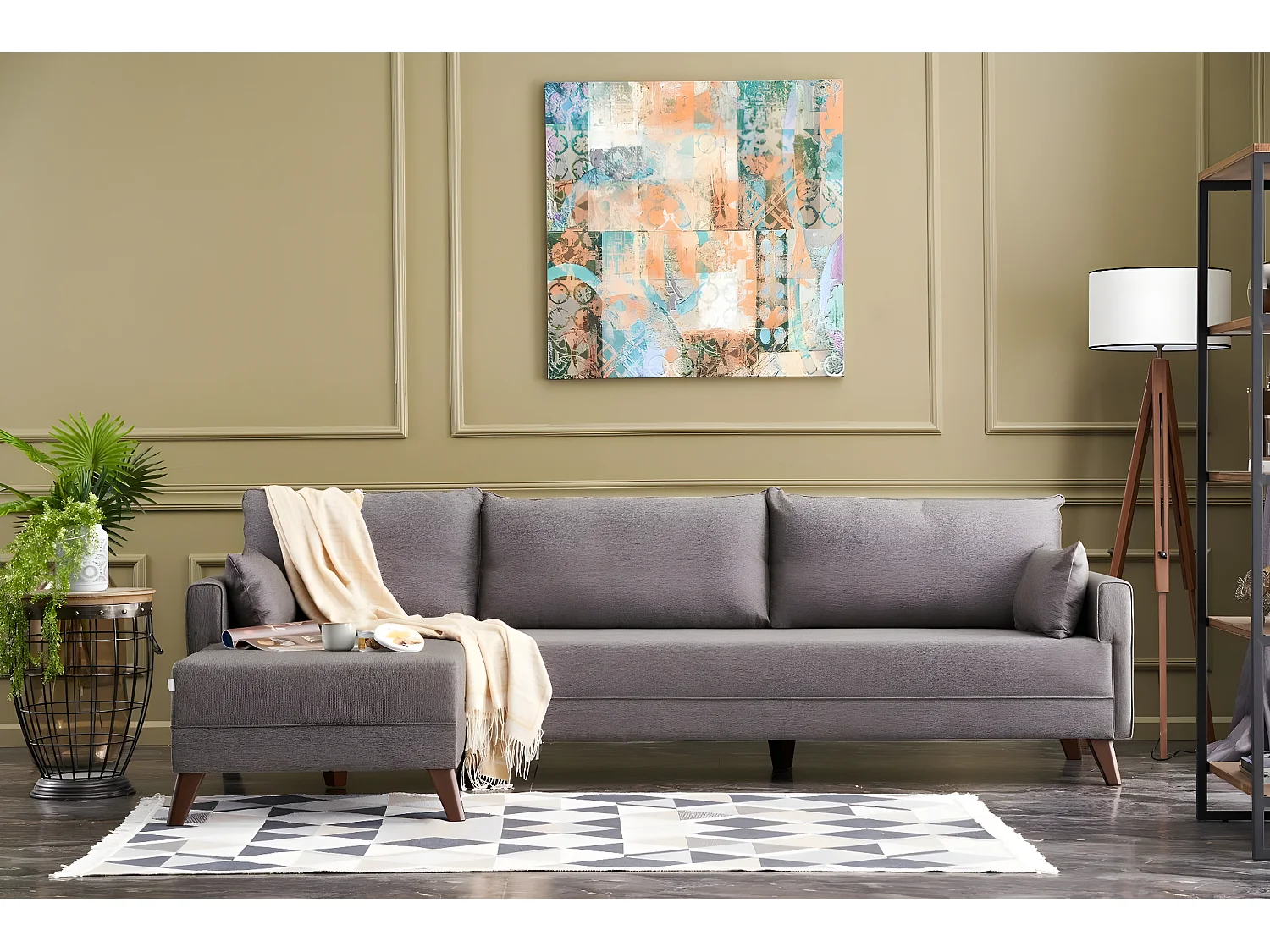 Sofá rinconero Altadena B104, Marrón, 275x165x85cm