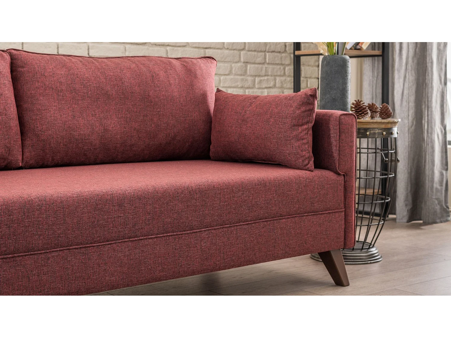 Canapé d'angle gauche Hermoso Tissu Bordeaux