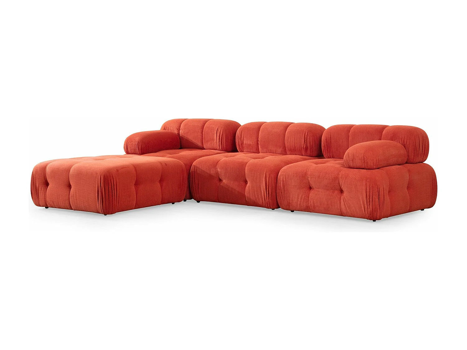 Canapé modulable 3 places avec pouf Nounou Velours côtelé Rouge