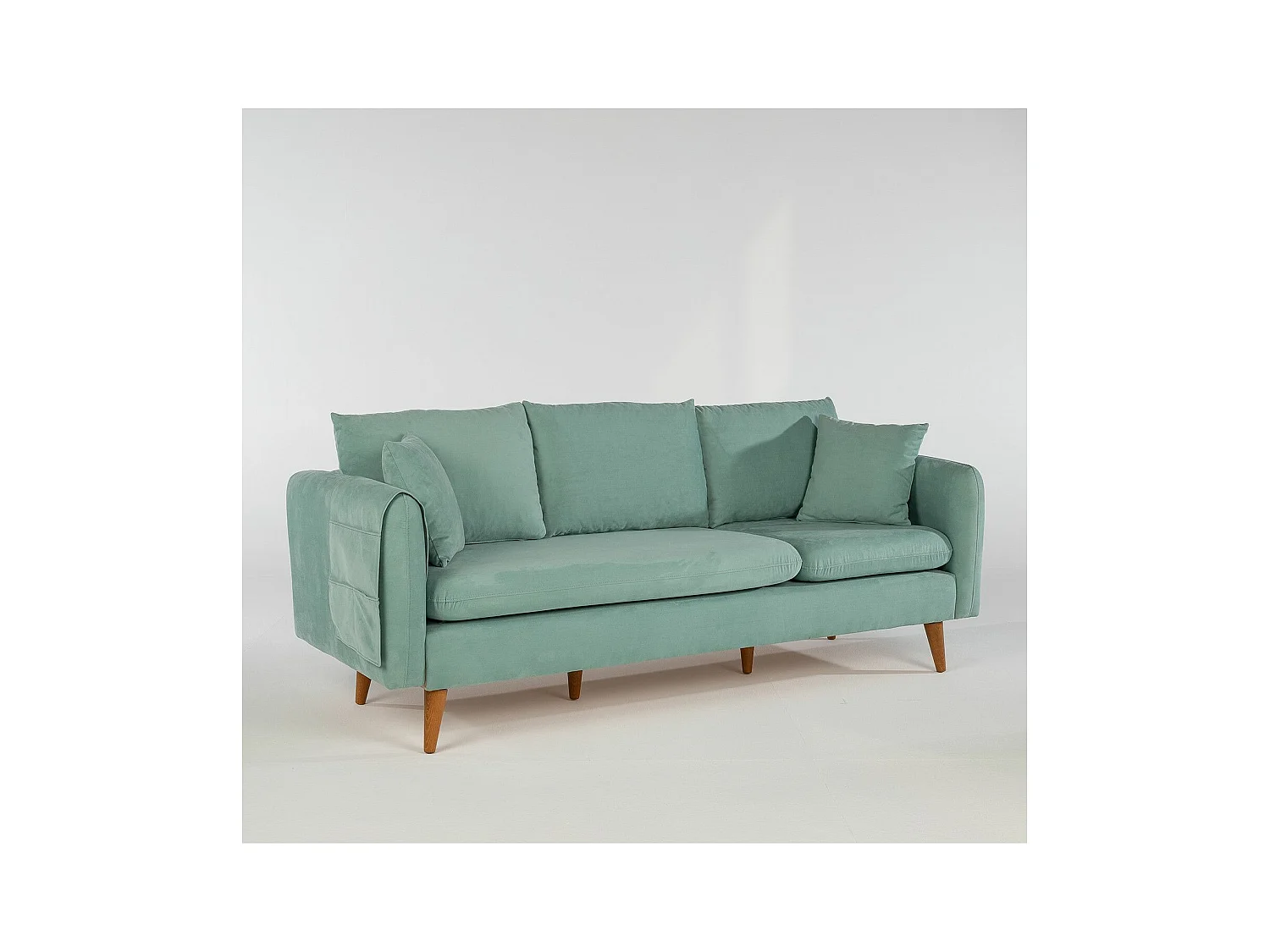 Kama 3-zits watergroene fluwelen bank 215 cm