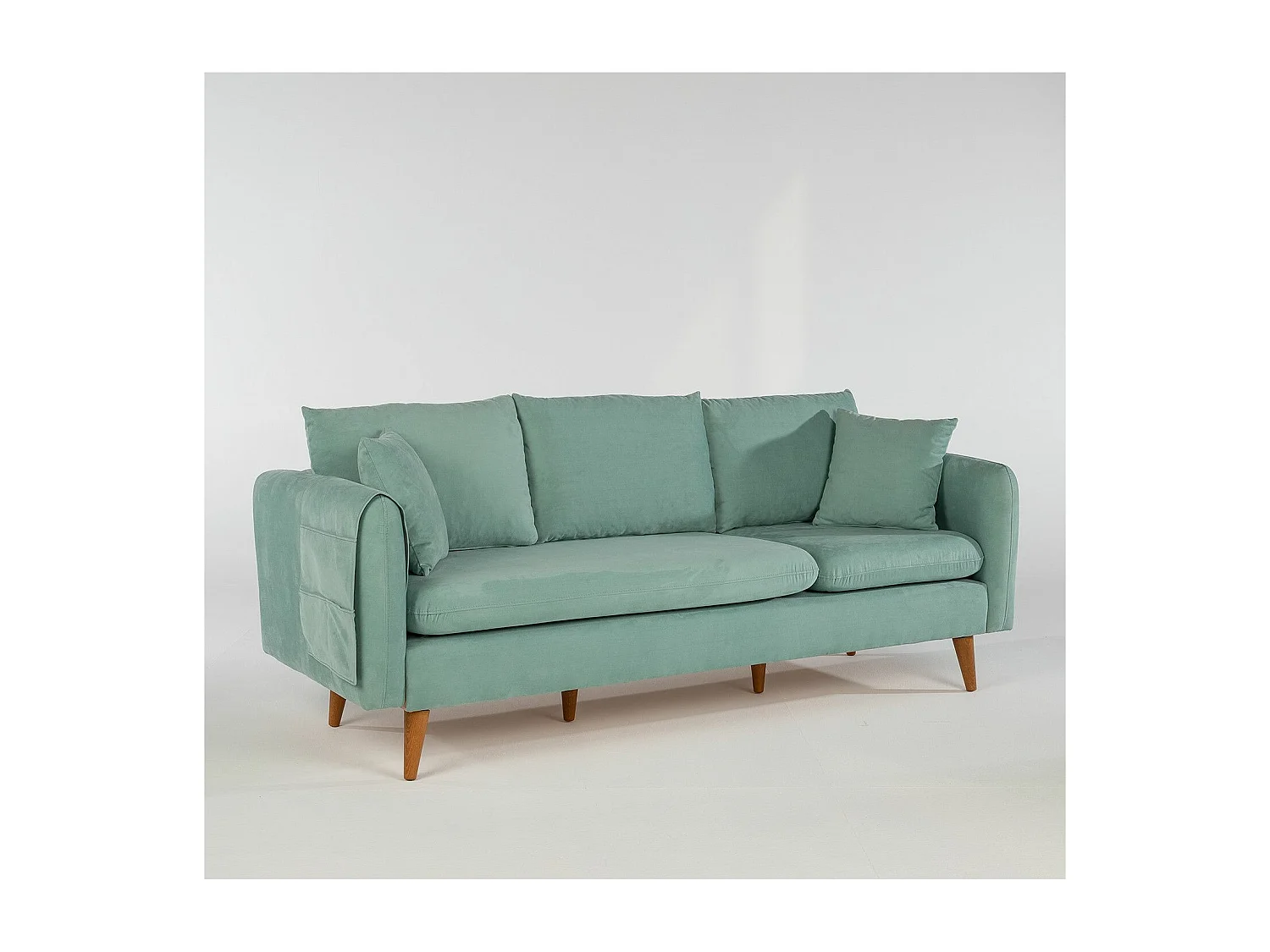 Kama 3-zits watergroene fluwelen bank 215 cm