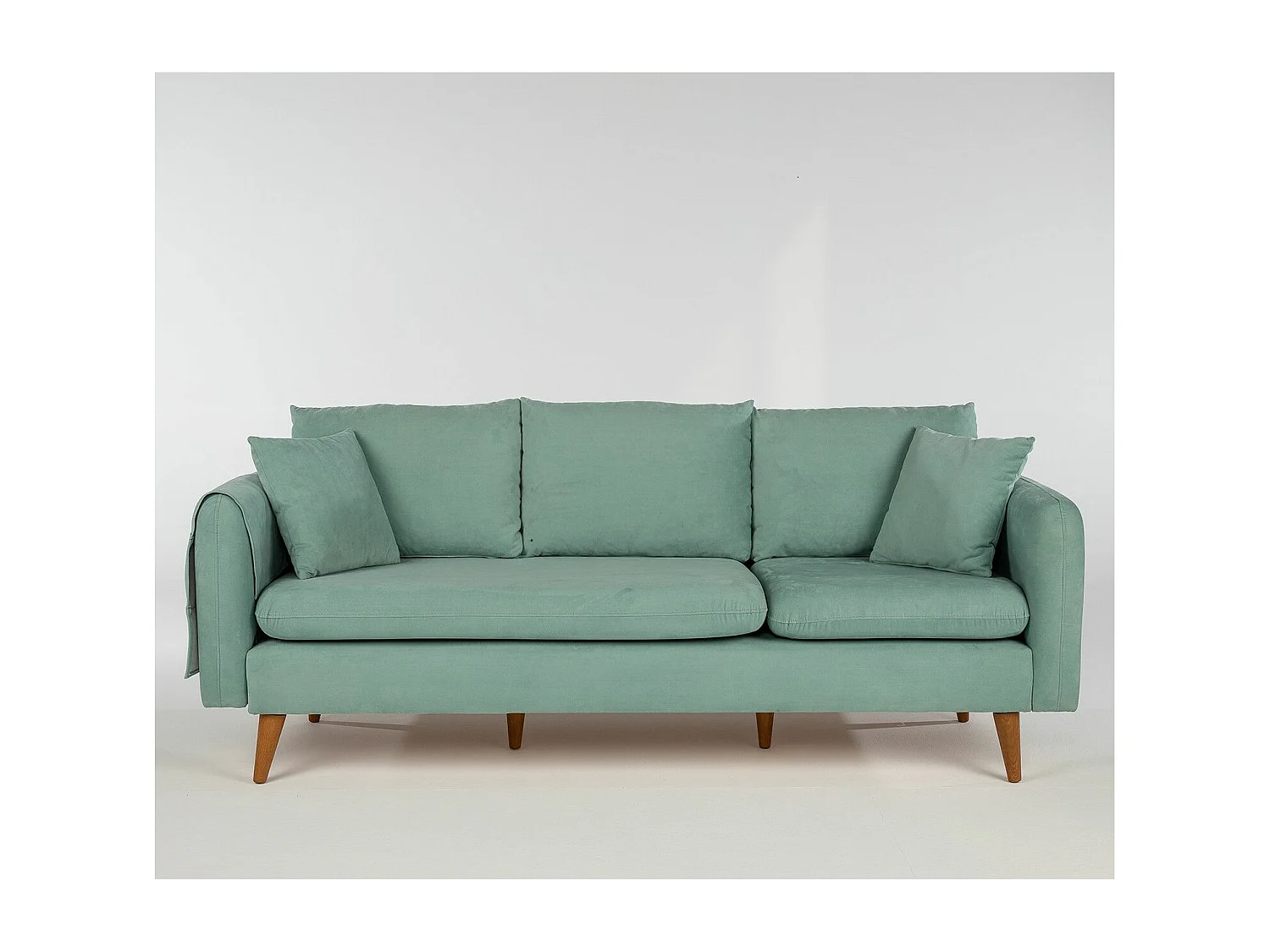 Kama 3-zits watergroene fluwelen bank 215 cm