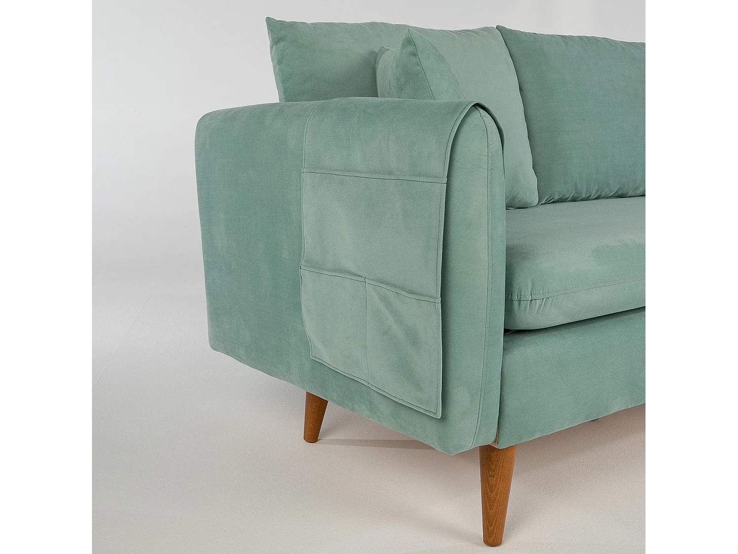 Kama 3-zits watergroene fluwelen bank 215 cm