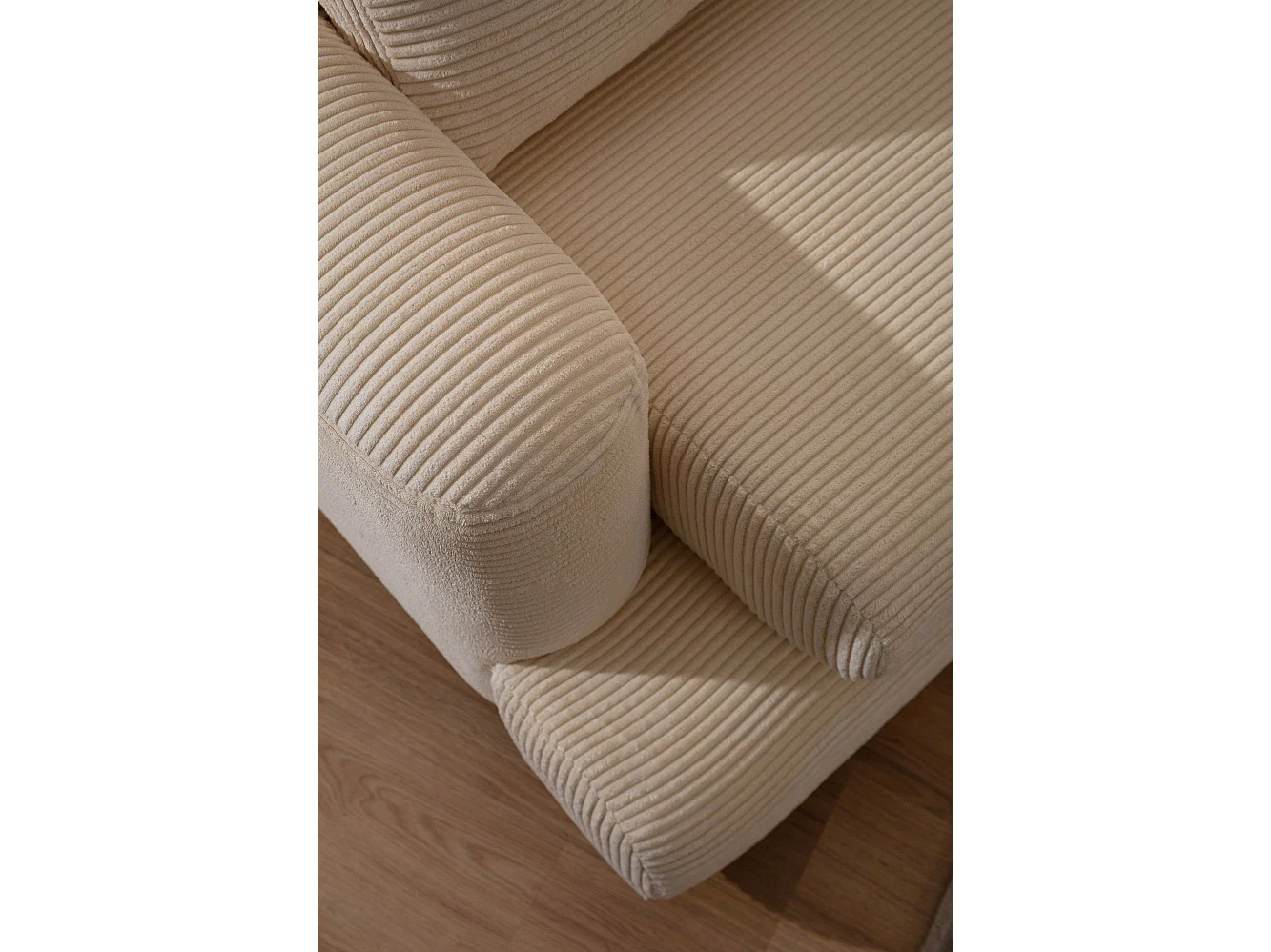 Canapé 3 places Jarek Velours côtelé Beige