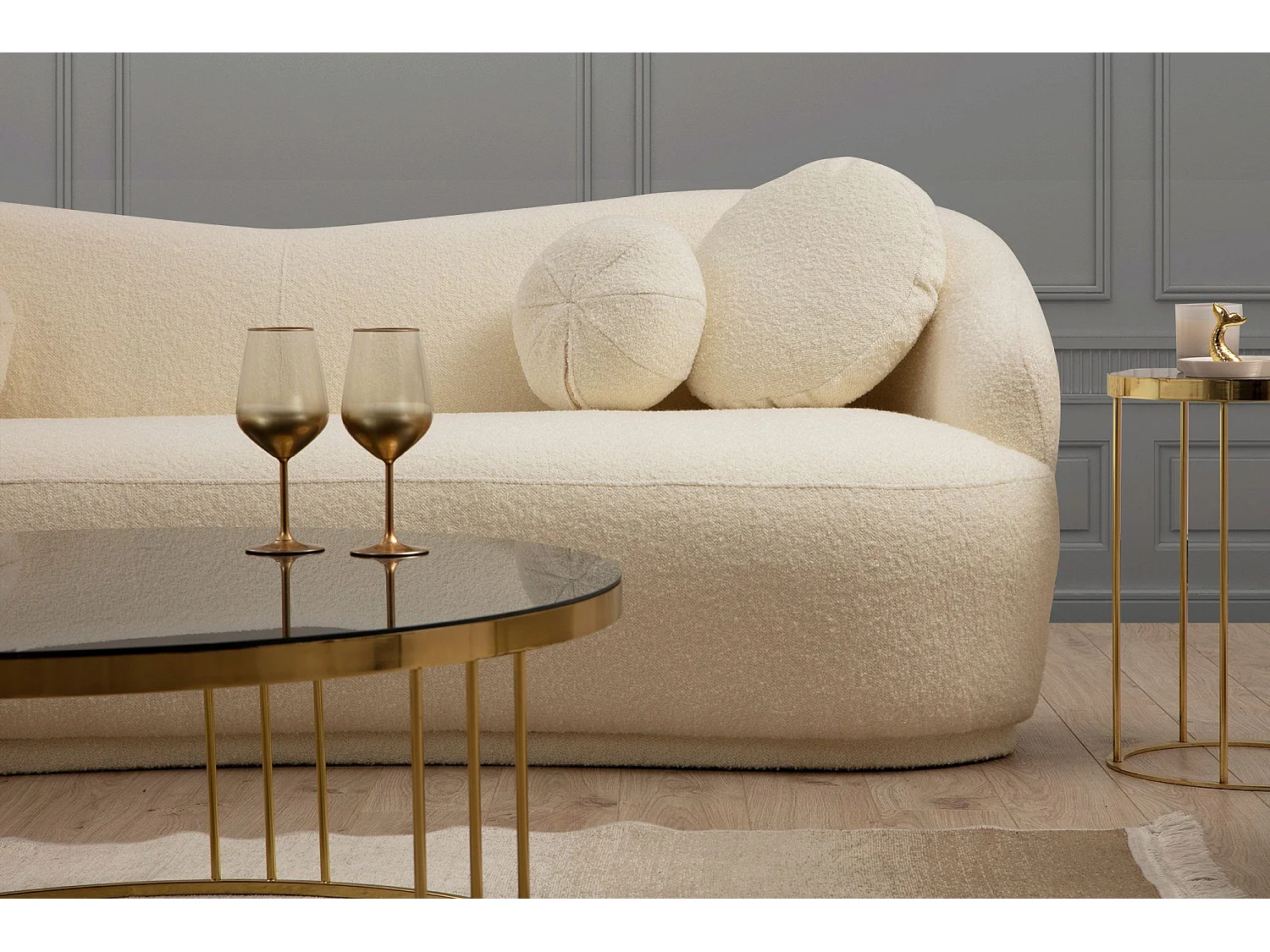 Sofá Altadena 398, De color marrón claro, 225x98x76cm, Tapiz