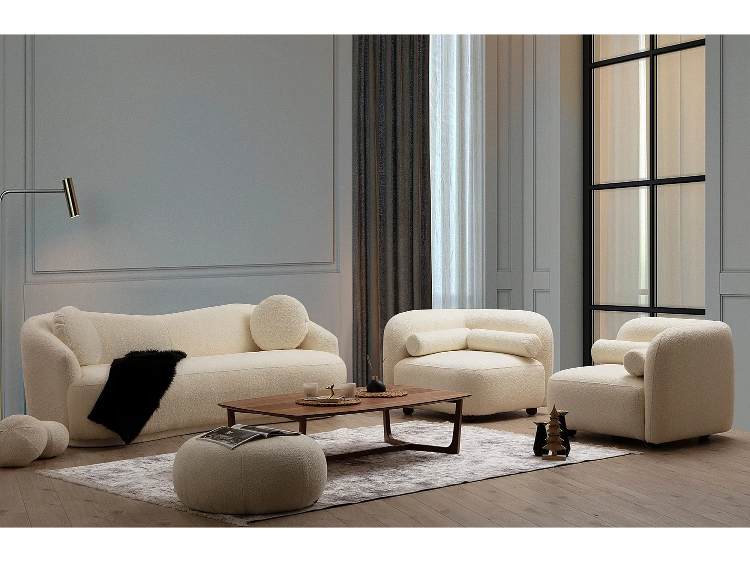 Sofá Altadena 398, De color marrón claro, 225x98x76cm, Tapiz