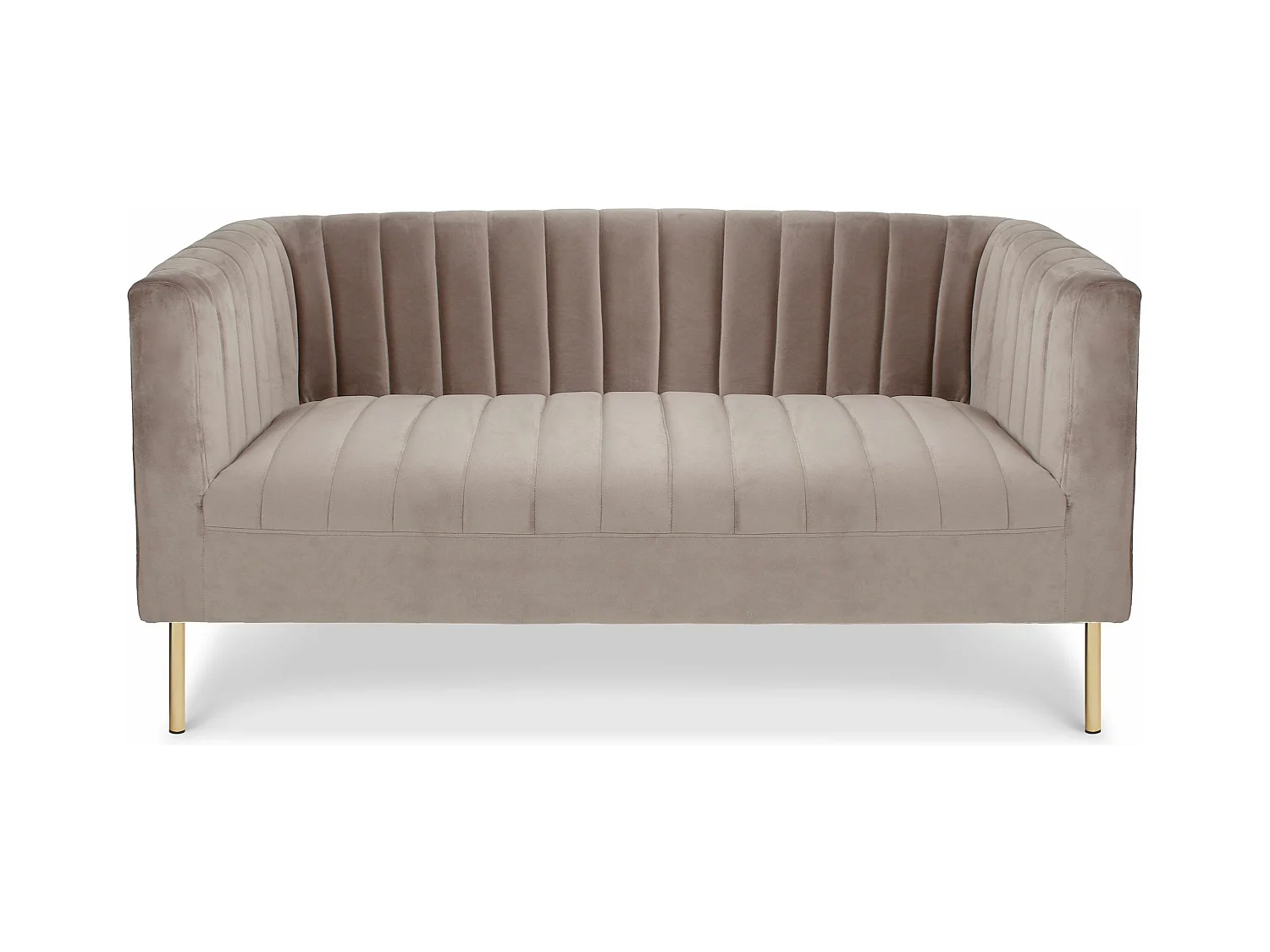 Canapé moderne 2 places à coutures verticales Sacramento Velours Taupe