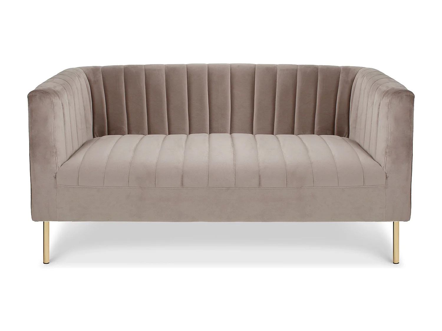 Canapé moderne 2 places à coutures verticales Sacramento Velours Taupe
