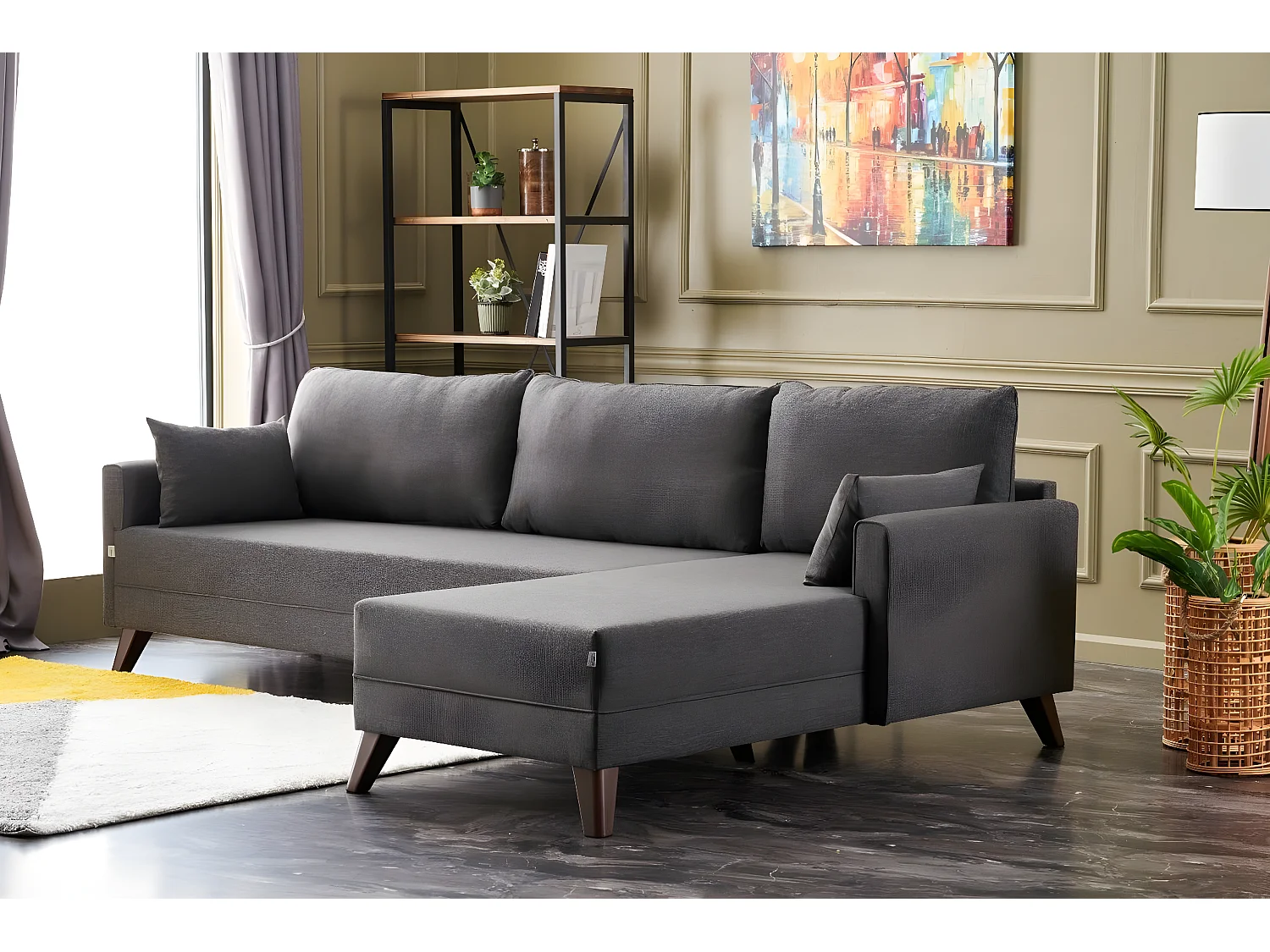 Sofá rinconero Altadena B104, Gris, 275x165x85cm