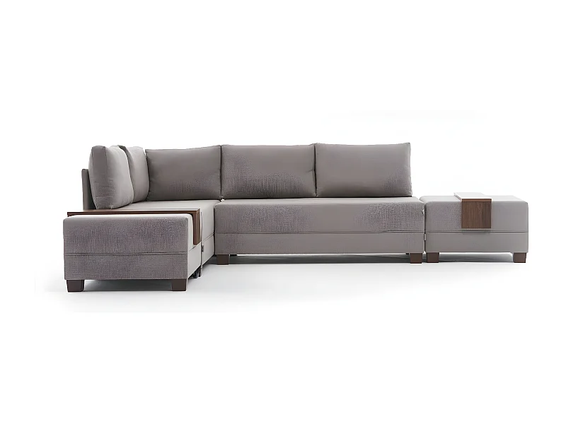 Canapé d'angle à gauche modulable Gialos Tissu Blanc crème