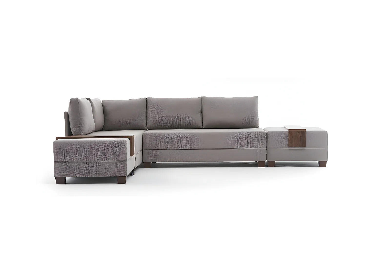 Canapé d'angle à gauche modulable Gialos Tissu Blanc crème